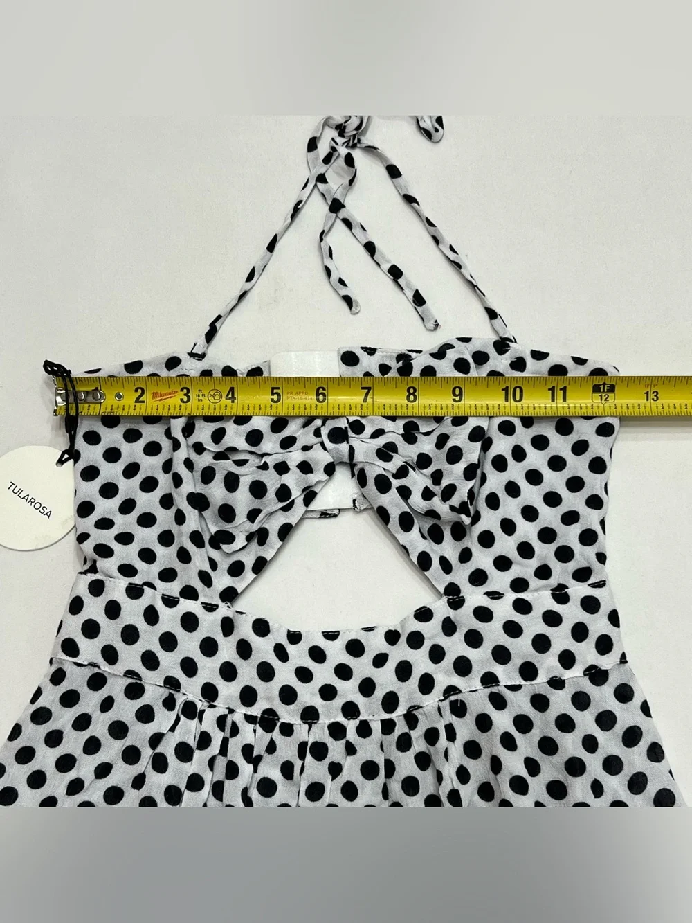 Tularosa Polka Dot Mini Dress Sz XS Halter/Strapless Cut Out Bow Summer NWT - Picture 11 of 11